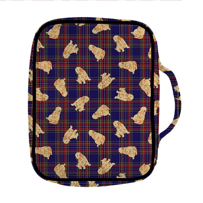 Golden Retriever Tartan Pattern Print Front Pocket Bible Bag