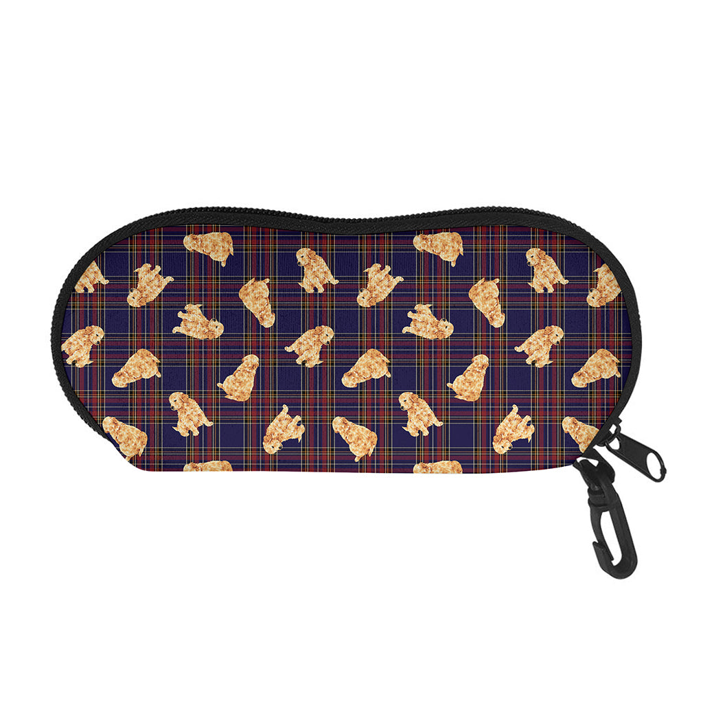 Golden Retriever Tartan Pattern Print Glasses Case