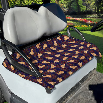 Golden Retriever Tartan Pattern Print Golf Cart Seat Cover