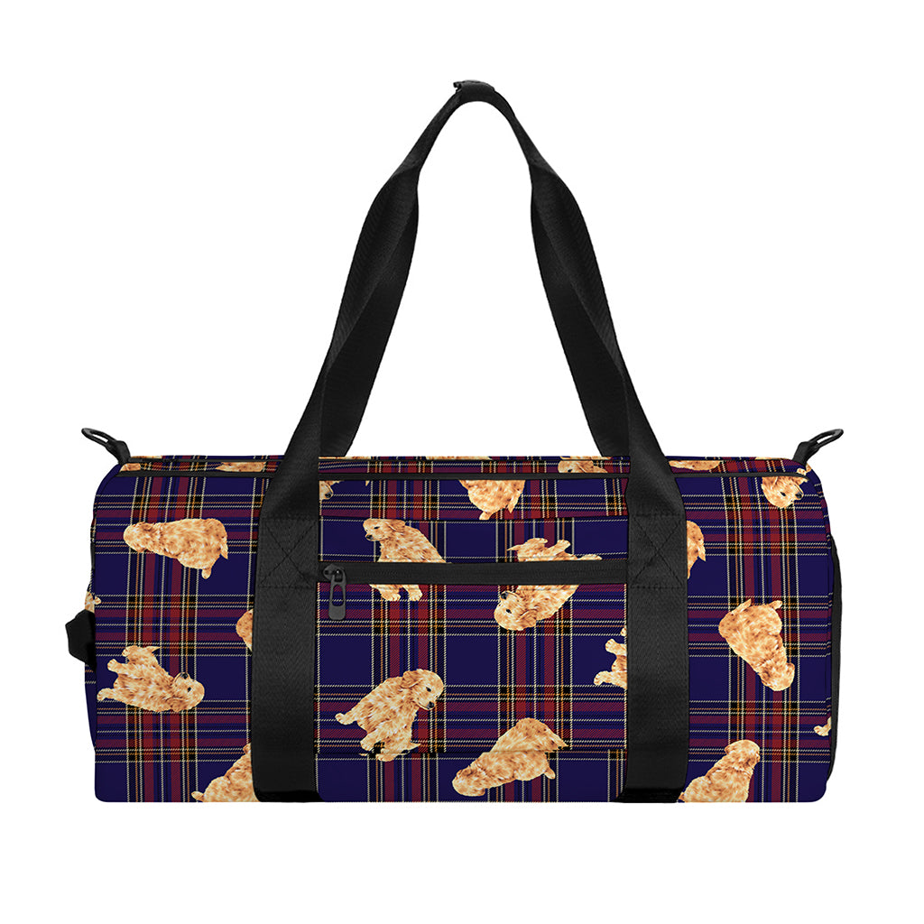 Golden Retriever Tartan Pattern Print Gym Bag