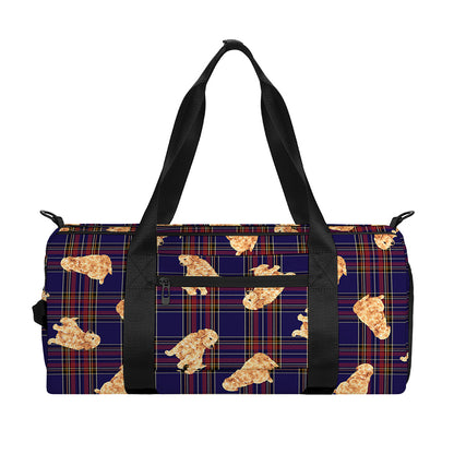 Golden Retriever Tartan Pattern Print Gym Bag