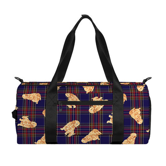 Golden Retriever Tartan Pattern Print Gym Bag