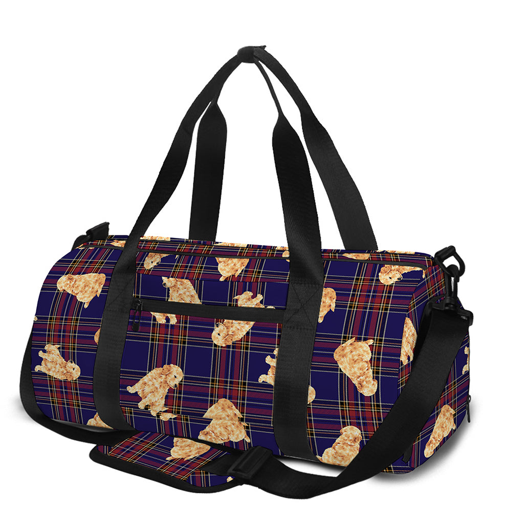 Golden Retriever Tartan Pattern Print Gym Bag