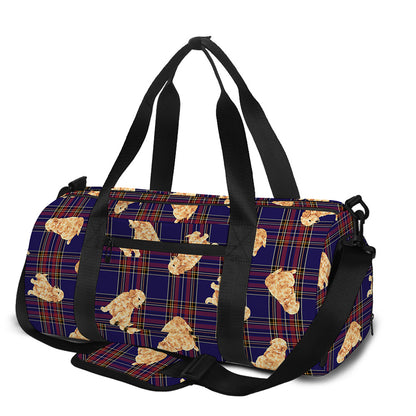Golden Retriever Tartan Pattern Print Gym Bag