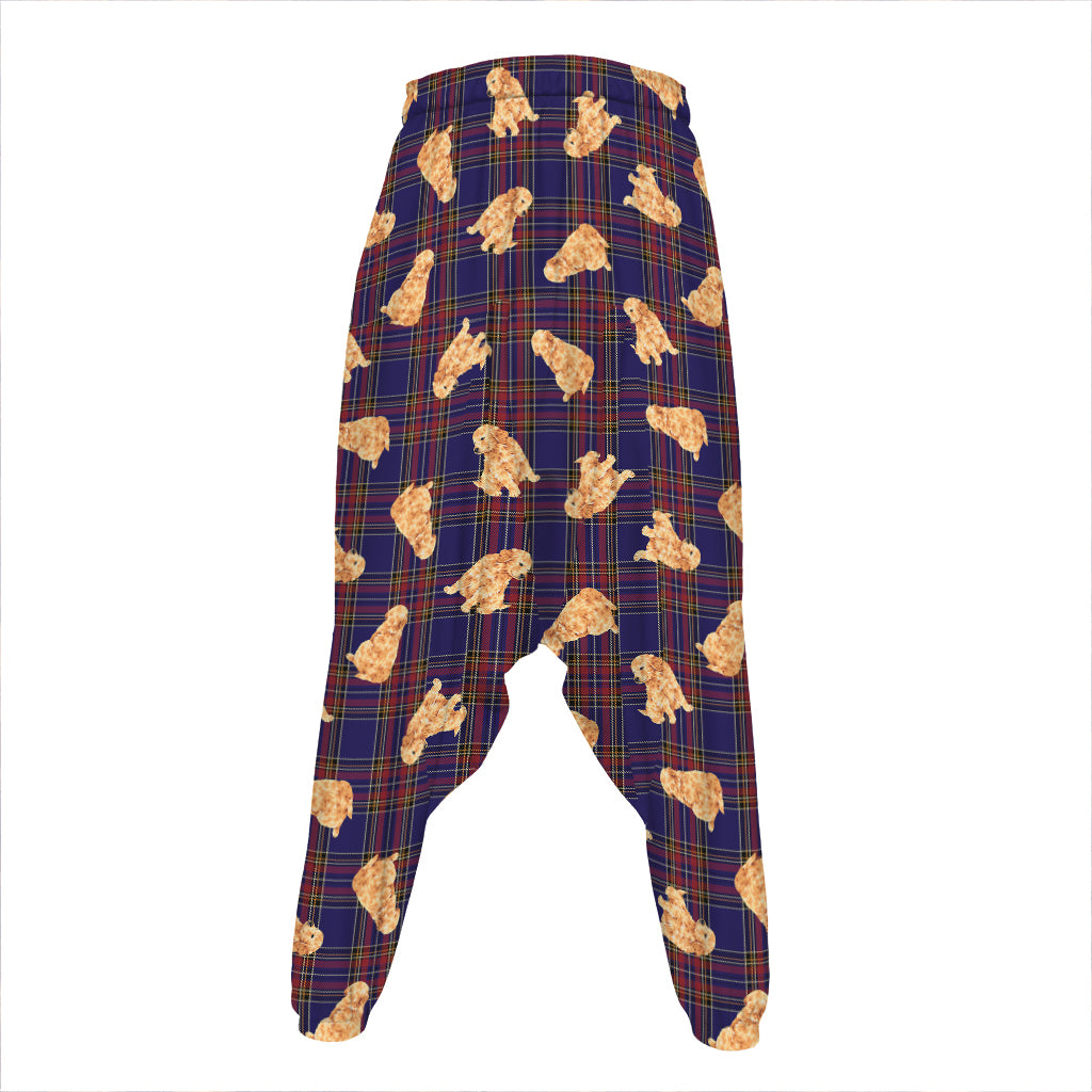 Golden Retriever Tartan Pattern Print Hammer Pants