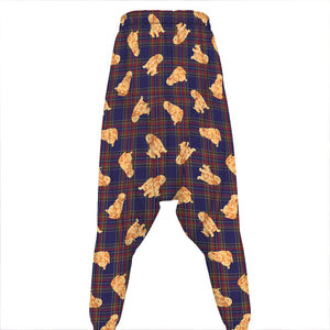 Golden Retriever Tartan Pattern Print Hammer Pants