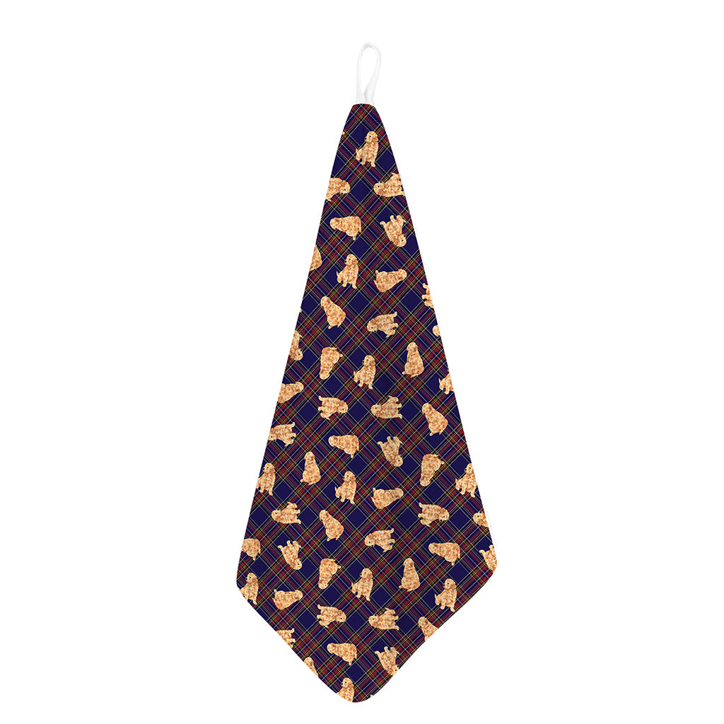Golden Retriever Tartan Pattern Print Hand Towel