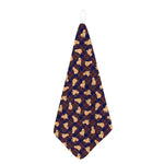 Golden Retriever Tartan Pattern Print Hand Towel