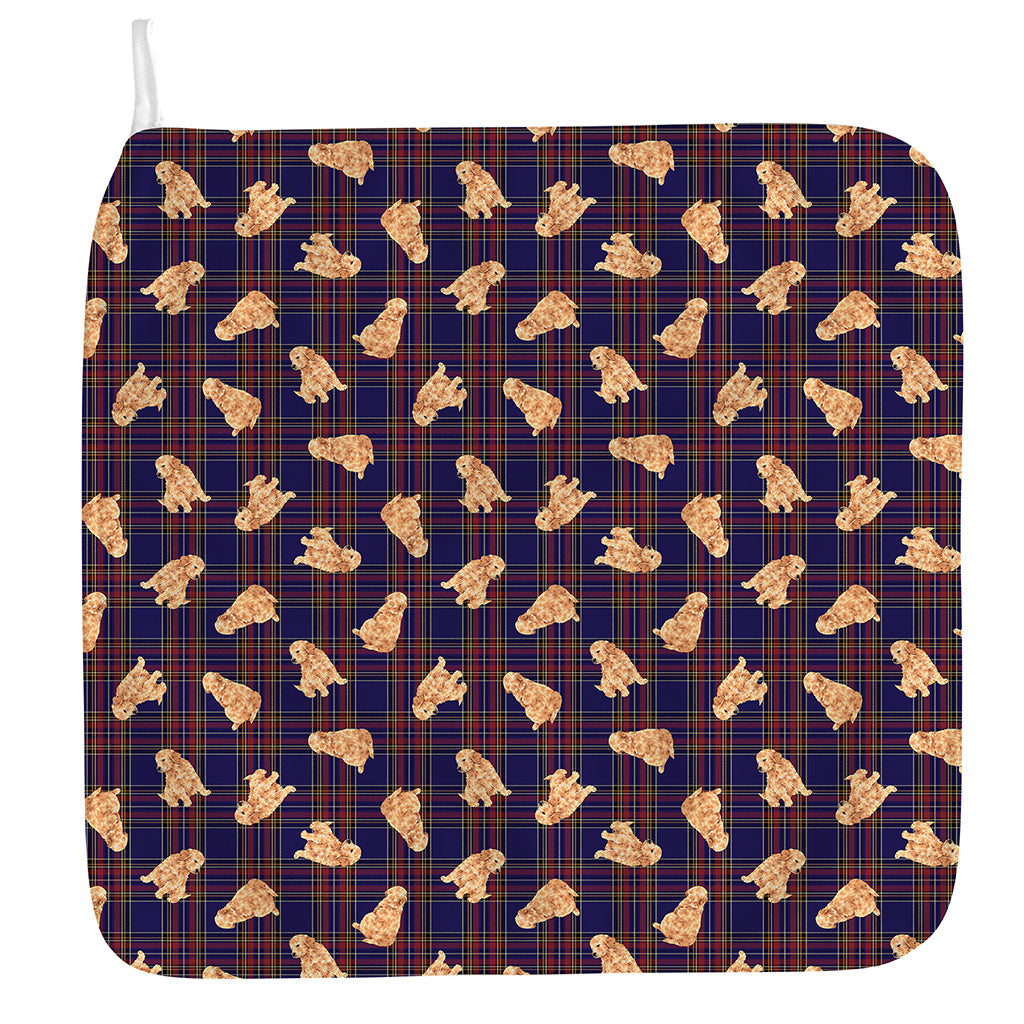 Golden Retriever Tartan Pattern Print Hand Towel