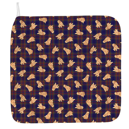 Golden Retriever Tartan Pattern Print Hand Towel