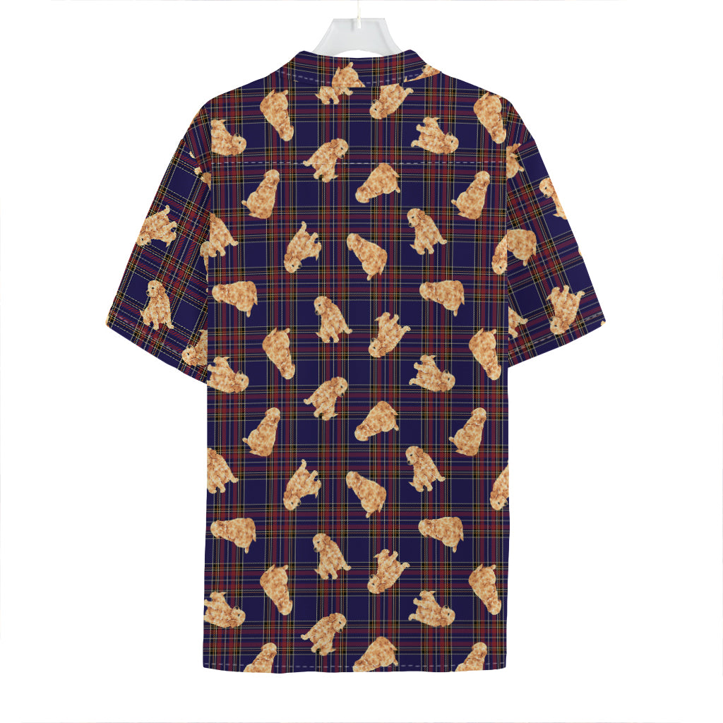 Golden Retriever Tartan Pattern Print Hawaiian Shirt