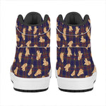 Golden Retriever Tartan Pattern Print High Top Leather Sneakers