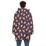 Golden Retriever Tartan Pattern Print Hoodie Blanket