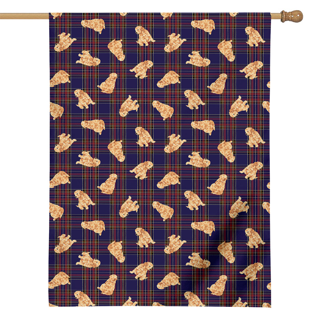 Golden Retriever Tartan Pattern Print House Flag