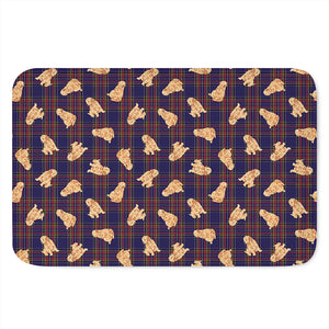 Golden Retriever Tartan Pattern Print Indoor Door Mat