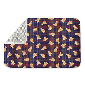 Golden Retriever Tartan Pattern Print Indoor Door Mat