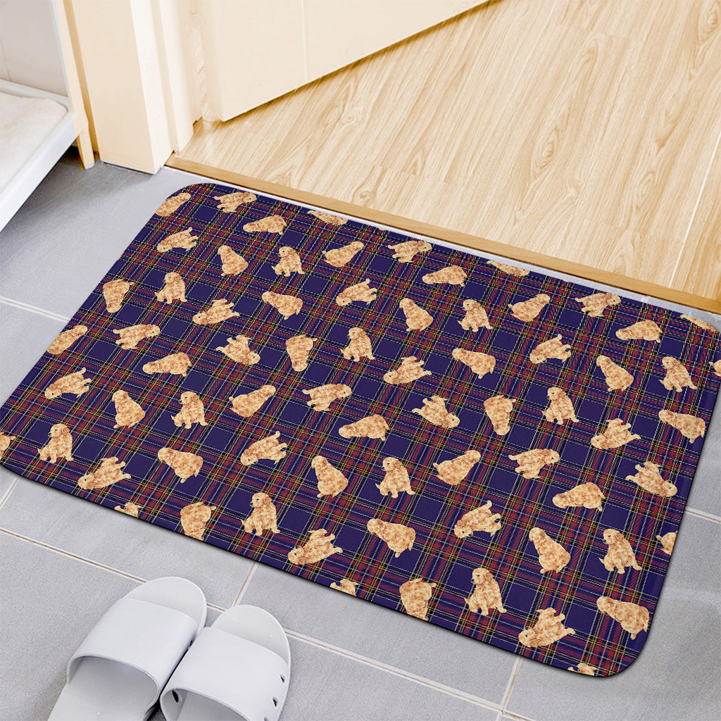 Golden Retriever Tartan Pattern Print Indoor Door Mat