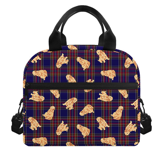 Golden Retriever Tartan Pattern Print Insulated Lunch Bag