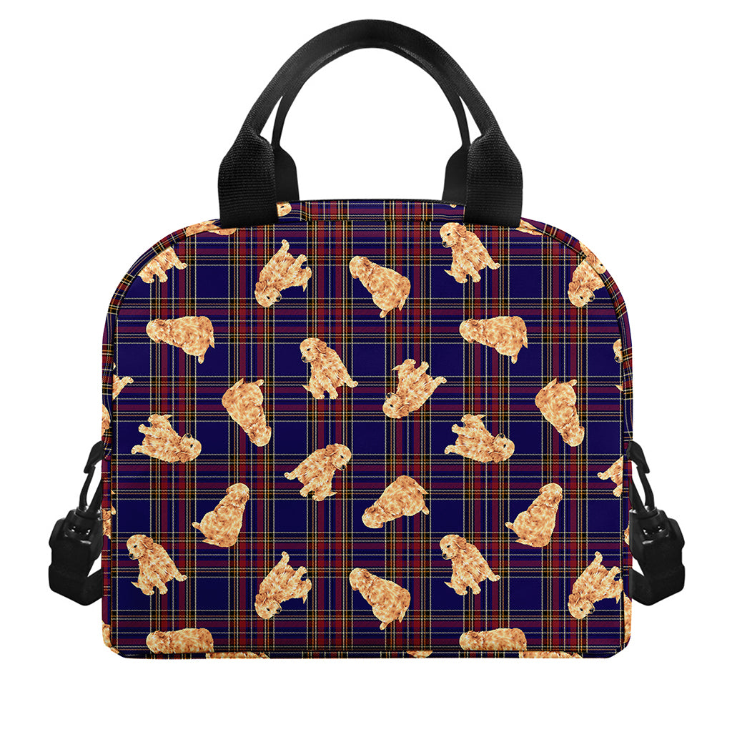 Golden Retriever Tartan Pattern Print Insulated Lunch Bag