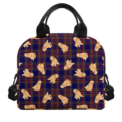 Golden Retriever Tartan Pattern Print Insulated Lunch Bag
