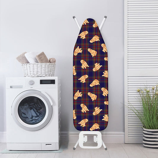 Golden Retriever Tartan Pattern Print Ironing Board Cover