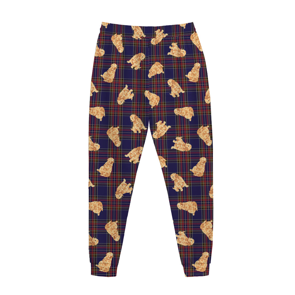 Golden Retriever Tartan Pattern Print Jogger Pants