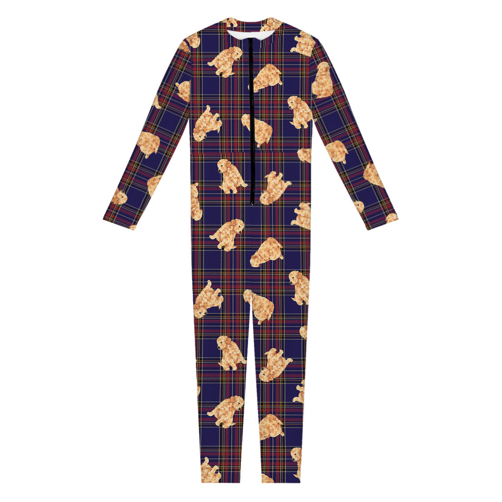 Golden Retriever Tartan Pattern Print Jumpsuit