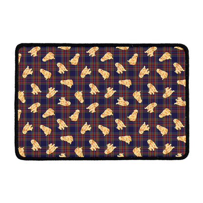 Golden Retriever Tartan Pattern Print Kitchen Mat