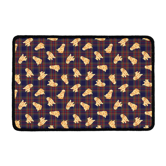 Golden Retriever Tartan Pattern Print Kitchen Mat