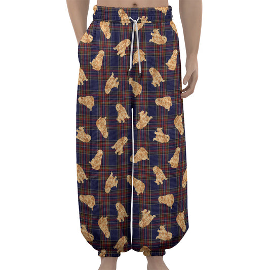 Golden Retriever Tartan Pattern Print Lantern Pants