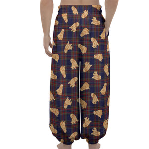 Golden Retriever Tartan Pattern Print Lantern Pants