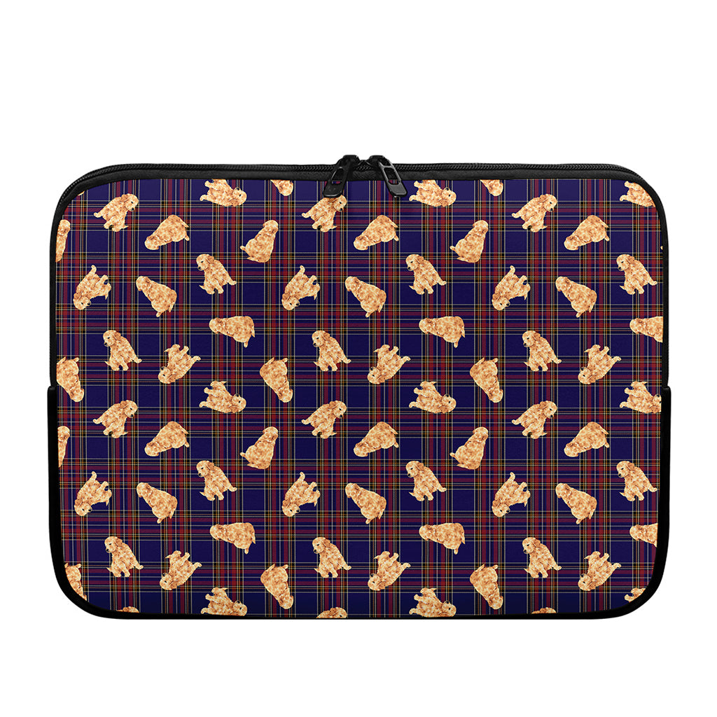 Golden Retriever Tartan Pattern Print Laptop Sleeve