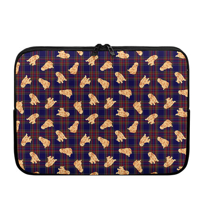 Golden Retriever Tartan Pattern Print Laptop Sleeve