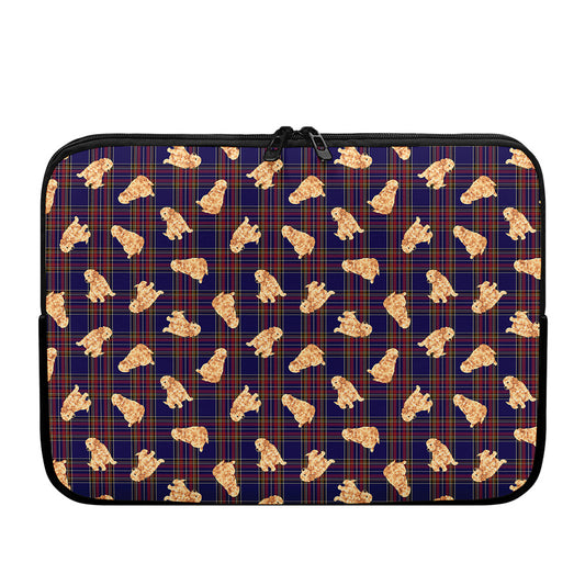 Golden Retriever Tartan Pattern Print Laptop Sleeve