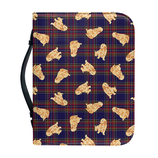 Golden Retriever Tartan Pattern Print Leather Bible Cover