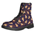 Golden Retriever Tartan Pattern Print Lace-Up Boots
