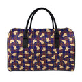 Golden Retriever Tartan Pattern Print Leather Duffel Bag
