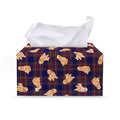 Golden Retriever Tartan Pattern Print Leather Tissue Box Cover