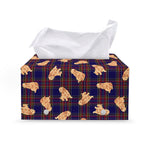 Golden Retriever Tartan Pattern Print Leather Tissue Box Cover