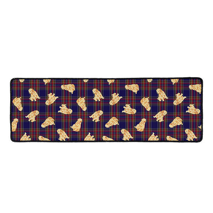 Golden Retriever Tartan Pattern Print Long Kitchen Mat