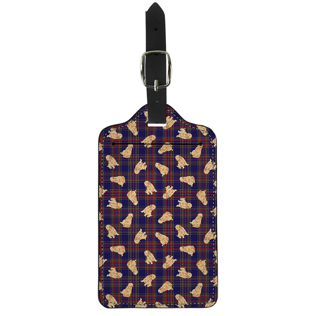 Golden Retriever Tartan Pattern Print Luggage Tag