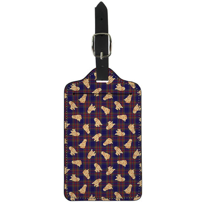 Golden Retriever Tartan Pattern Print Luggage Tag