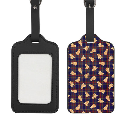 Golden Retriever Tartan Pattern Print Luggage Tag