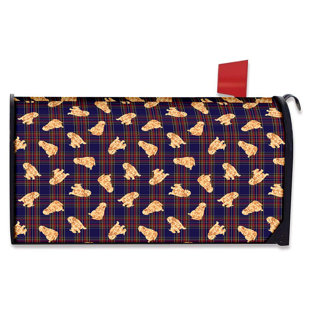 Golden Retriever Tartan Pattern Print Mailbox Cover