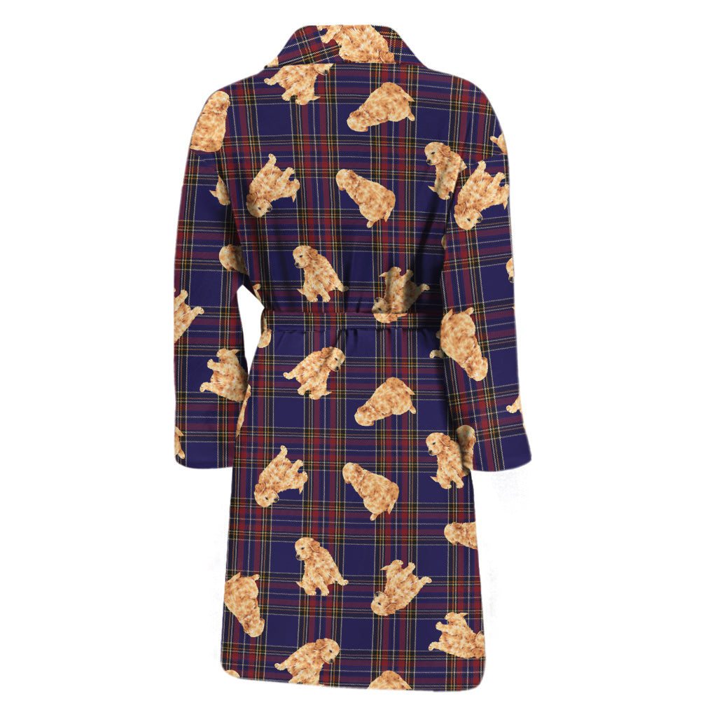 Golden Retriever Tartan Pattern Print Men's Bathrobe