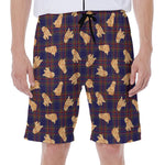 Golden Retriever Tartan Pattern Print Men's Beach Shorts