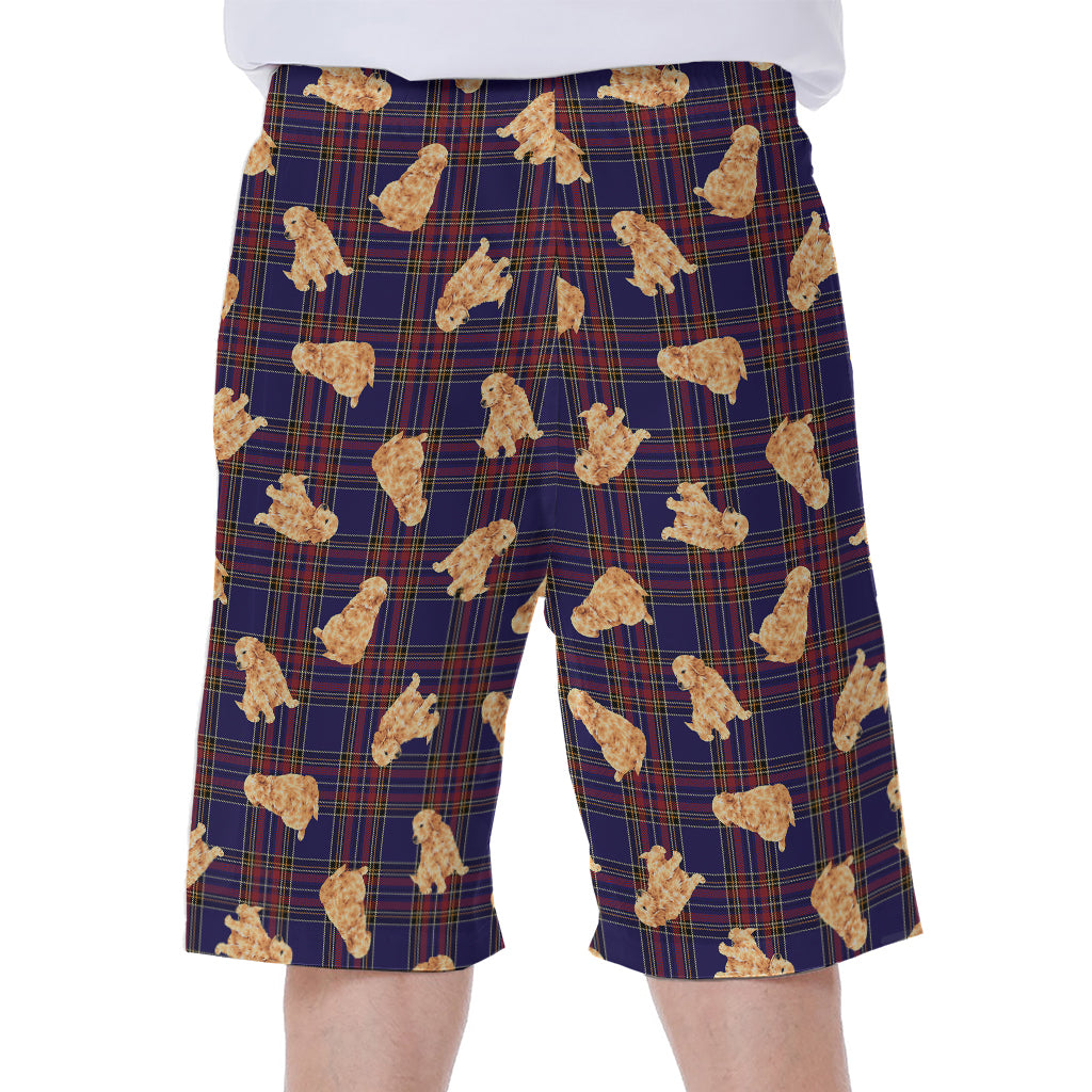 Golden Retriever Tartan Pattern Print Men's Beach Shorts