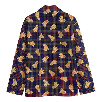 Golden Retriever Tartan Pattern Print Men's Blazer