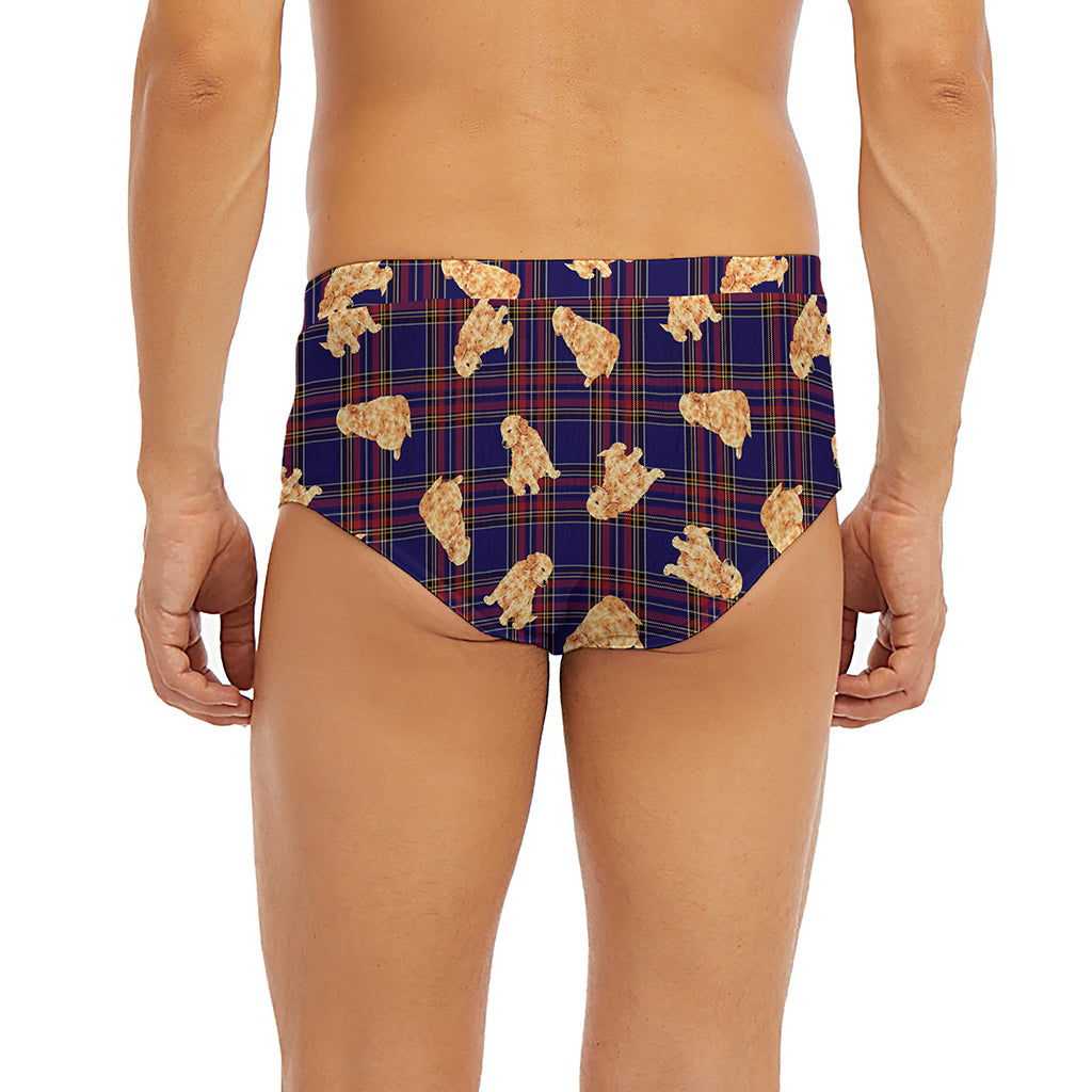Golden Retriever Tartan Pattern Print Men's Briefs