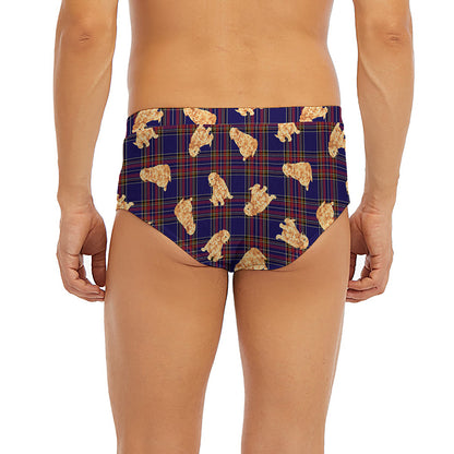 Golden Retriever Tartan Pattern Print Men's Briefs